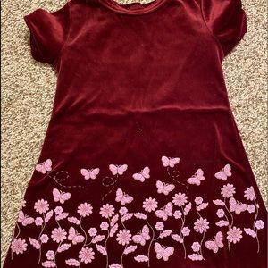 Solutions velvet dress w/ pink flowers.